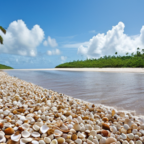 **Shell Beach Landscape:**
    "A panoramic, ultra-realistic view of Shell Beach in Guyana, where the Amazon rainforest meets the Atlantic Ocean. The vast coastline is uniquely composed of billions of tiny, iridescent seashells, creating a shimmering silver-white expanse. Lush green mangrove forests line the distant horizon. Gentle ocean waves are breaking on the shore under soft natural light, highlighting the pristine, wild tranquility and untouched natural beauty of this hidden gem."